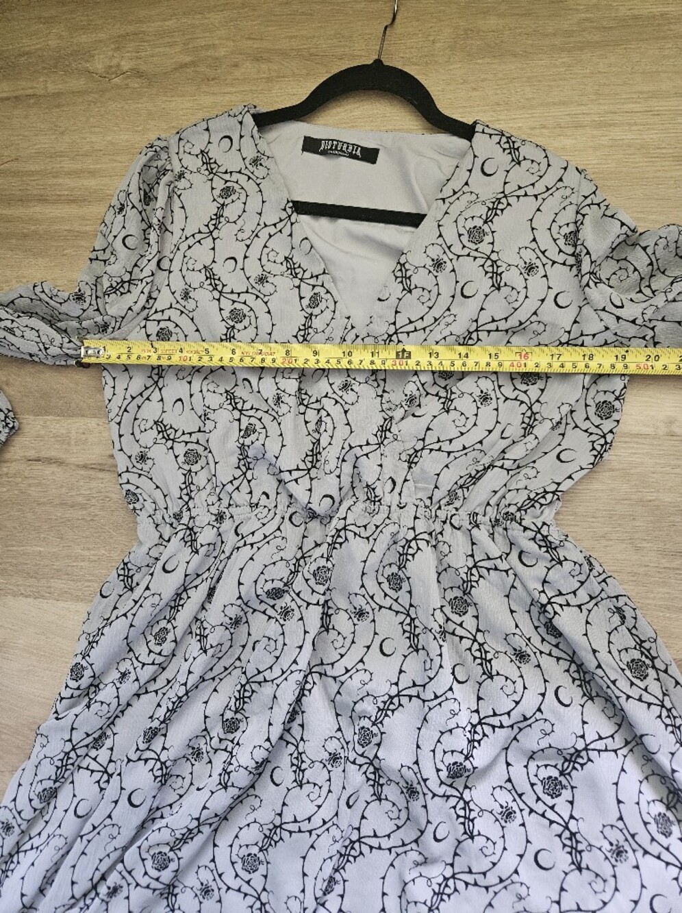 Rosethorn Flocked Velour Chiffon Faux Wrap Mini Dress Size 10 - Picture 6 of 13